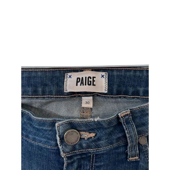 Paige 5 Pocket Style Distressed Ripped Verdugo Crop Jeans Blue Size 30 - Picture 5 of 8